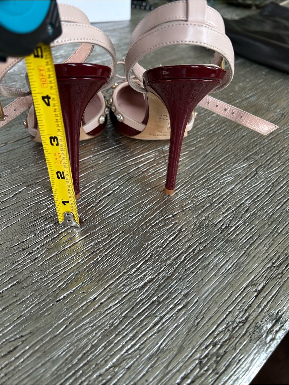 Kate Spade burgundy patent leather with light pink details with rhinestones - Picture 11 of 13